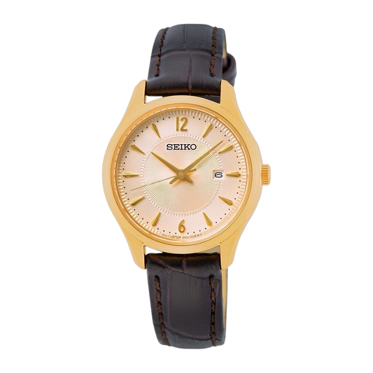 Seiko Essentials Rose Gold & Leather